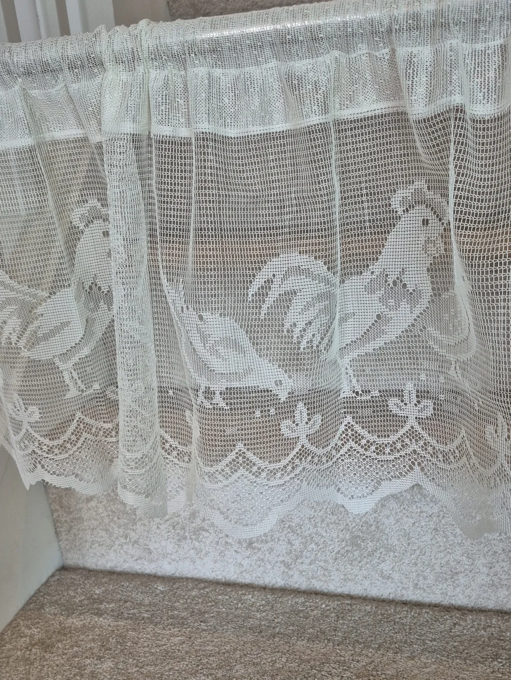 White Rooster Chick Lace Valance Curtain 60x14
